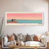 Lake McConaughy Nebraska Framed Canvas Print, Panoramic Wall Art, Midcentury Modern, Pop Art, Living Room Decor, Travel Poster