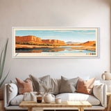 Lake Meredith Texas Framed Canvas Print, Panoramic Wall Art, Midcentury Modern, Pop Art, Bedroom Art, Travel Poster, Lake House Decor