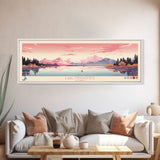 Lake Minchumina Alaska Framed Canvas Print, Panoramic Wall Art, Midcentury Modern, Pop Art, Bedroom Art, Travel Poster, Lake House Decor