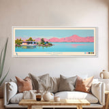 Lake Mohave Arizona Framed Canvas Print, Panoramic Wall Art, Midcentury Modern, Pop Art, Bedroom Art, Travel Poster, Lake House Decor