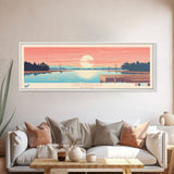 Lake Muskegon Michigan Framed Canvas Print, Panoramic Wall Art, Midcentury Modern, Pop Art, Living Room Decor, Travel Poster