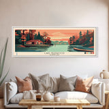 Lake Needwood Maryland Framed Canvas Print, Panoramic Wall Art, Midcentury Modern, Pop Art, Bedroom Art, Travel Poster, Lake House Decor