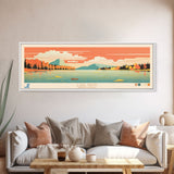 Lake Pepin Minneapolis Framed Canvas Print, Panoramic Wall Art, Midcentury Modern, Pop Art, Bedroom Art, Travel Poster, Lake House Decor