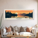 Lake Quinault Washington Framed Canvas Print, Panoramic Wall Art, Midcentury Modern, Pop Art, Living Room Decor, Travel Poster, Lake House Art