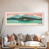 Lake Rabun Georgia Framed Canvas Print, Panoramic Wall Art, Midcentury Modern, Pop Art, Living Room Decor, Travel Poster, Lake House Art