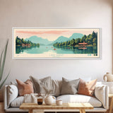 Lake Rabun Georgia Framed Canvas Print, Panoramic Wall Art, Midcentury Modern, Pop Art, Bedroom Art, Travel Poster, Lake House Decor