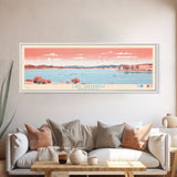 Lake Sakakawea North Dakota Framed Canvas Print, Panoramic Wall Art, Midcentury Modern, Pop Art, Living Room Decor, Travel Poster, Lake House Art