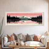 Lake Sammamish Washington Framed Canvas Print, Panoramic Wall Art, Midcentury Modern, Pop Art, Bedroom Art, Travel Poster, Lake House Decor