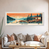 Lake Sunapee New Hamphire Framed Canvas Print, Panoramic Wall Art, Midcentury Modern, Pop Art, Bedroom Art, Travel Poster, Lake House Decor