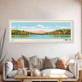 Lake Wallenpaupack, Pennsylvania Panoramic Wall Art Framed Canvas Print, Midcentury Modern, Pop Art, Home Decor, Travel Poster, Living Room Art