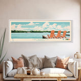 Lake Washington, Mississippi Panoramic Wall Art Framed Canvas Print, Midcentury Modern, Pop Art, Home Decor, Travel Poster, Bedroom Art