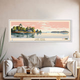 Lake Wylie, South Carolina Panoramic Wall Art Framed Canvas Print, Midcentury Modern, Pop Art, Home Decor, Travel Poster, Living Room Art