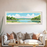 Lake of the Arbuckles Oklahoma Framed Canvas Print, Panoramic Wall Art, Midcentury Modern, Pop Art, Bedroom Art, Travel Poster, Lake House Decor