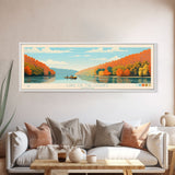 Lake of the Ozarks Missouri Framed Canvas Print, Panoramic Wall Art, Midcentury Modern, Pop Art, Bedroom Art, Travel Poster, Lake House Decor