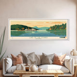 Lake of the Ozarks Missouri Framed Canvas Print, Panoramic Wall Art, Midcentury Modern, Pop Art, Living Room Decor, Travel Poster, Lake House Art