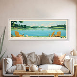 Logan Martin Lake, Alabama Panoramic Wall Art Framed Canvas Print, Midcentury Modern, Pop Art, Home Decor, Travel Poster, Bedroom Art