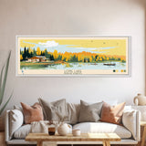 Long Lake, North Dakota Panoramic Wall Art Framed Canvas Print, Midcentury Modern, Pop Art, Home Decor, Travel Poster, Living Room Art