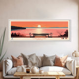 Longview Lake, Missouri Panoramic Wall Art Framed Canvas Print, Midcentury Modern, Pop Art, Home Decor, Travel Poster, Living Room Art