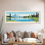 Lower Slide Lake, Wyoming Panoramic Wall Art Framed Canvas Print, Midcentury Modern, Pop Art, Home Decor, Travel Poster, Living Room Art