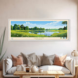 Lums Pond, Delaware Panoramic Wall Art Framed Canvas Print, Midcentury Modern, Pop Art, Home Decor, Travel Poster, Living Room Art