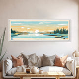 Mallery Lake, Nunavut Panoramic Wall Art Framed Canvas Print, Midcentury Modern, Pop Art, Home Decor, Travel Poster, Bedroom Art