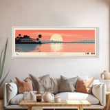 Managua Lake, Managua Leon Panoramic Wall Art Framed Canvas Print, Midcentury Modern, Pop Art, Home Decor, Travel Poster, Bedroom Art