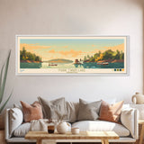 Mark Twain Lake, Missouri Panoramic Wall Art Framed Canvas Print, Midcentury Modern, Pop Art, Home Decor, Travel Poster, Bedroom Art