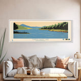 Marsh Creek Lake, Pennsylvania Panoramic Wall Art Framed Canvas Print, Midcentury Modern, Pop Art, Home Decor, Travel Poster, Bedroom Art