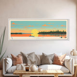 Milford Lake, Kansas Panoramic Wall Art Framed Canvas Print, Midcentury Modern, Pop Art, Home Decor, Travel Poster, Living Room Art