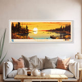 Mille Lacs Lake, Minnesota Framed Canvas Print, Panoramic Wall Art, Midcentury Modern, Pop Art, Home Decor, Travel Poster, Living Room Art