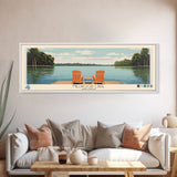 Millwood Lake, Arkansas Framed Canvas Print, Panoramic Wall Art, Midcentury Modern, Pop Art, Home Decor, Travel Poster, Bedroom Art