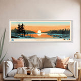 Morphy Lake, New Mexico Framed Canvas Print, Panoramic Wall Art, Midcentury Modern, Pop Art, Home Decor, Travel Poster, Bedroom Art