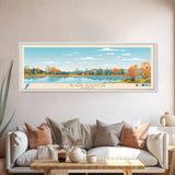 Newark Reservoir, Delaware Framed Canvas Print, Panoramic Wall Art, Midcentury Modern, Pop Art, Home Decor, Travel Poster, Bedroom Art