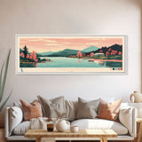 Nimisila Reservoir, Ohio Framed Canvas Print, Panoramic Wall Art, Midcentury Modern, Pop Art, Home Decor, Travel Poster, Living Room Art