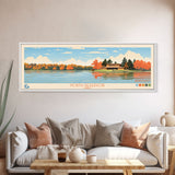 North Reservoir, Ohio Framed Canvas Print, Panoramic Wall Art, Midcentury Modern, Pop Art, Home Decor, Travel Poster, Living Room Art