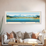 Odell Lake, Oregon Framed Canvas Print, Panoramic Wall Art, Midcentury Modern, Pop Art, Home Decor, Travel Poster, Living Room Art