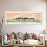 Pelican Lake, Manitoba Framed Canvas Print, Panoramic Wall Art, Midcentury Modern, Pop Art, Home Decor, Travel Poster, Bedroom Art