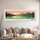 Quake Lake, Montana Framed Canvas Print, Home Decor, Midcentury Modern, Panoramic Wall Art, Pop Art, Travel Poster