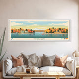 Ramapo Lake, New Jersey Framed Canvas Print, Home Decor, Midcentury Modern, Panoramic Travel Poster, Pop Art, Wall Art