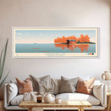 Randleman Lake, North Carolina Framed Canvas Print, Living Room Art, Midcentury Modern, Panoramic Wall Art, Pop Art, Travel Poster