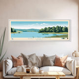 Robert S. Kerr Reservoir, Oklahoma Framed Canvas Print, Panoramic Wall Art, Midcentury Modern Decor, Home Decoration, Pop Art, Travel Poster