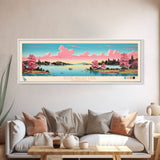 Rose Valley Lake, Pennsylvania Framed Canvas Print, Panoramic Travel Poster, Midcentury Modern Art, Bedroom Decor, Pop Art, Wall Art