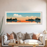 Ross Barnett Reservoir, Mississippi Framed Canvas Print, Panoramic Wall Art, Midcentury Modern Decor, Living Room Art, Pop Art, Travel Poster