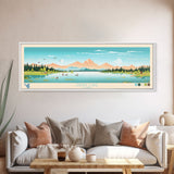 Sandy Lake, Alaska Framed Canvas Print, Panoramic Travel Poster, Midcentury Modern Art, Living Room Decor, Pop Art, Wall Art