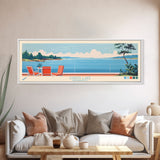 Sardis Lake, Mississippi Framed Canvas Print, Panoramic Wall Art, Midcentury Modern Decor, Bedroom Art, Pop Art, Travel Poster