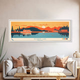 Sechrist Lake, Indiana Framed Canvas Print, Panoramic Travel Poster, Midcentury Modern Art, Living Room Decor, Pop Art, Wall Decoration