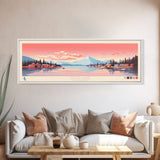 Silver Lake, California Framed Canvas Print, Panoramic Travel Poster, Midcentury Modern Art, Wall Art, Pop Art, Living Room Decoration