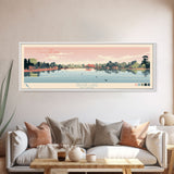 Silver Lake, Delaware Framed Canvas Print, Panoramic Wall Art, Midcentury Modern Decor, Pop Art, Travel Poster, Home Decoration