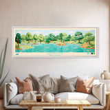 Sunfish Pond, New Jersey Framed Canvas Print, Lake House Decor, Midcentury Modern Art, Pop Art, Travel Poster, Bedroom Wall Art