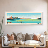 Utah Lake, Utah Framed Canvas Print, Panoramic Lake House Decor, Midcentury Modern Art, Pop Art, Travel Poster, Bedroom Wall Art